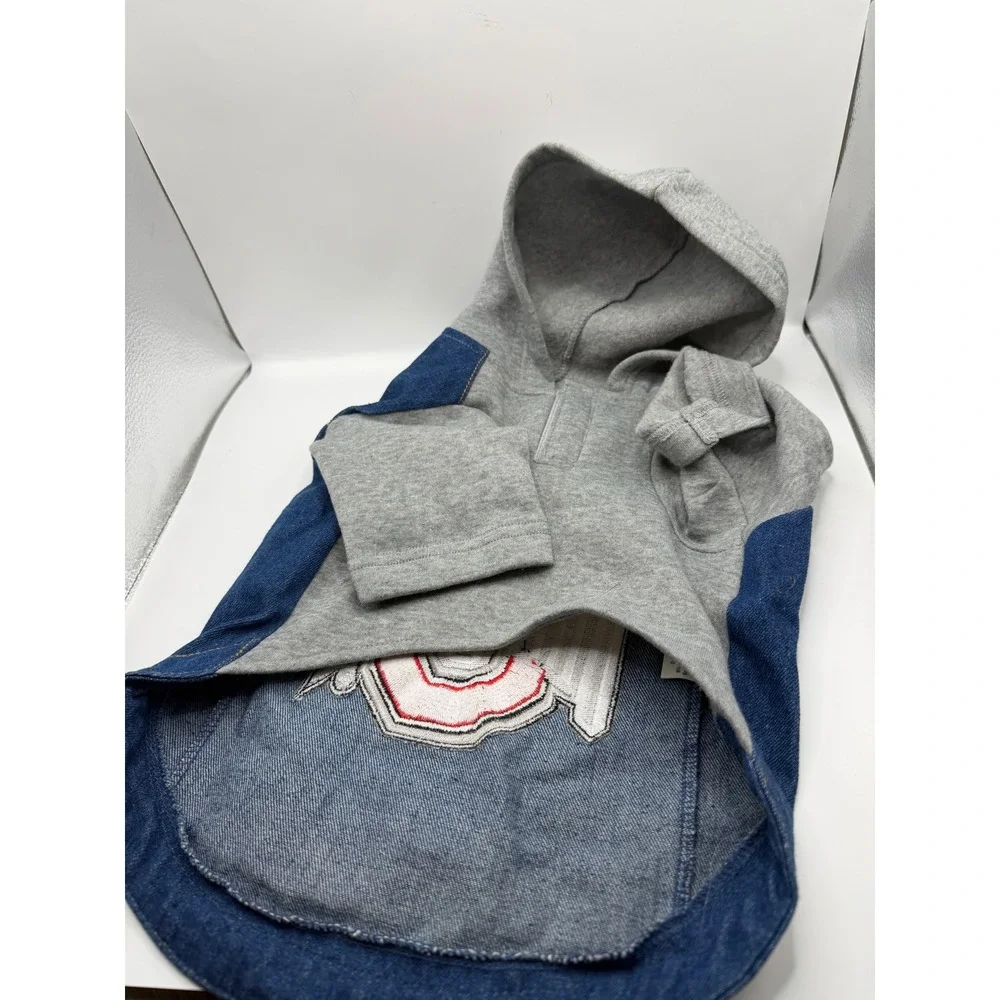 Pets First Ohio State Buckeyes Dog Hoodie Denim Fleece Medium Blue Grey NCAA